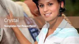  Presentation with rider - Colorful PPT theme enhanced with horseback rider with her horse backdrop and a coral colored foreground