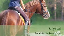  Presentation with rider - Slides having dressage horseback riding - young woman rider and horse background and a mint green colored foreground