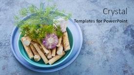  Presentation with cucumbers - Slide deck with horseradish-dill-and-garlic background and a light blue colored foreground