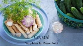  Presentation with cucumbers - Audience pleasing slide deck consisting of horseradish-dill-and-garlic backdrop and a teal colored foreground