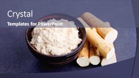  Presentation with root - Cool new PPT theme with horseradish root and grated horseradish backdrop and a ocean colored foreground