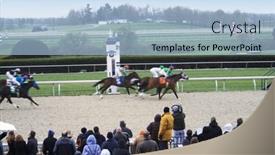  Presentation with finish line - Cool new slide set with horses-crossing-the-finish-line backdrop and a light blue colored foreground