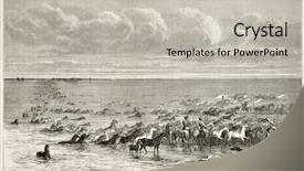  Presentation with horses - Amazing PPT layouts having horses fording volga river old backdrop and a light gray colored foreground