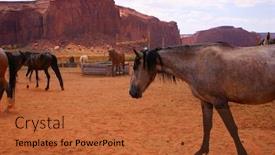  Presentation with tribal - PPT theme having horses in monument valley tribal park background and a red colored foreground