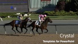 Presentation with horses - Presentation theme featuring line of blue beach chairs on floridas culf coast background and a light blue colored foreground