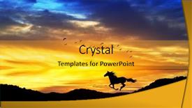  Presentation with running mountains - Audience pleasing PPT theme consisting of horses run - horse running through the mountains backdrop and a gold colored foreground