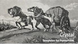  Presentation with towing - Beautiful theme featuring horses team towing a cart backdrop and a gray colored foreground