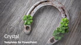  Presentation with four leaf clover - Slide deck with horseshoe and four leaf clover background and a gray colored foreground