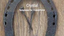  Presentation with nails - Theme enhanced with horseshoe and two horseshoe nails on wooden plank background and a gray colored foreground