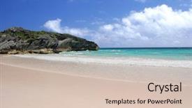  Presentation with beach sands - PPT layouts with horseshoe bay beach bermuda background and a soft green colored foreground