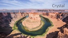  Presentation with arizona horseshoe bend colorado river - PPT theme featuring horseshoe-bend-is-a-famous background and a light blue colored foreground