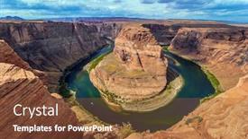  Presentation with arizona horseshoe bend colorado river - Cool new slide deck with bend of the colorado river backdrop and a tawny brown colored foreground