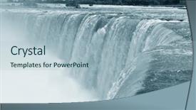  Presentation with falls - Beautiful presentation theme featuring horseshoe falls closeup in the day with mist in black and white backdrop and a light blue colored foreground