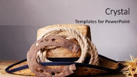  Presentation with old west cowboy - Presentation with horseshoe hat and cowboy lasso background and a light gray colored foreground