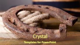  Presentation with old west cowboy - Presentation theme with horseshoe hat and cowboy lasso background and a tawny brown colored foreground