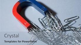  Presentation with magnet - Amazing presentation theme having horseshoe-magnet-on-a-gray backdrop and a light blue colored foreground