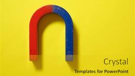  Presentation with magnet - Colorful theme enhanced with horseshoe-magnet-on-a-yellow backdrop and a gold colored foreground