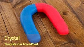  Presentation with magnet - Slides having horseshoe magnet on wooden table background and a tawny brown colored foreground