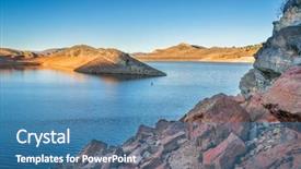  Presentation with water reservoir - Beautiful PPT theme featuring horsetooth reservoir in northern colorado backdrop and a teal colored foreground