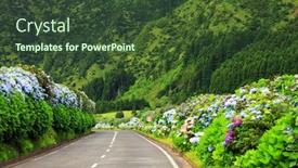  Presentation with lake - Colorful slide deck enhanced with hortensias-on-the-road backdrop and a tawny brown colored foreground
