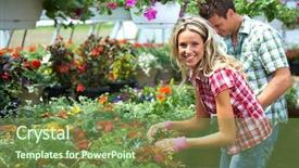  Presentation with people helping each teamwork couple - Amazing slides having horticulture - gardening people couple working backdrop and a tawny brown colored foreground