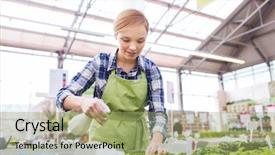  Presentation with horticulture - Presentation theme consisting of horticulture - people gardening and profession concept background and a mint green colored foreground