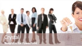  Presentation with real estate - Presentation having hose model and key background and a coral colored foreground