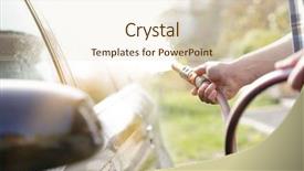  Presentation with hands down - Colorful presentation design enhanced with hosing down car in driveway backdrop and a soft green colored foreground