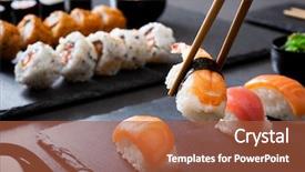  Presentation with shrimp - Amazing slide set having hosomaki in background eating japanese backdrop and a red colored foreground