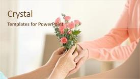  Presentation with giving - Colorful presentation enhanced with hospice - female hands giving flowers backdrop and a cream colored foreground