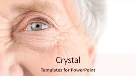  Presentation with elderly woman in nursing - Presentation design featuring hospice - portrait of elderly woman closeup background and a lemonade colored foreground