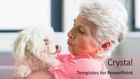  Presentation with hospice - Colorful theme enhanced with hospice - senior woman holding a dog backdrop and a coral colored foreground