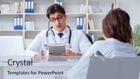  Presentation with nurse a male patient - Presentation consisting of hospis - female patient visiting male doctor background and a lemonade colored foreground