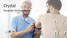  Presentation with measuring blood pressure in haitian - Slides consisting of hospis - portrait of doctor measuring blood background and a light gray colored foreground