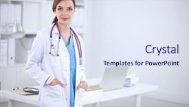  Presentation with doctor helps to get out of bed an elderly woman - Presentation theme with hospis - portrait of young woman doctor background and a  colored foreground