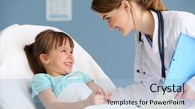  Presentation with doctor office - Cool new PPT theme with hospital - doctor and little girl backdrop and a light blue colored foreground
