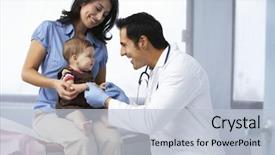  Presentation with baby doctor - Colorful presentation theme enhanced with hospital - doctor in surgery examining baby backdrop and a lemonade colored foreground