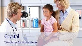  Presentation with mother child - Presentation theme featuring childrens hospital - mother and child visiting doctor's background and a sky blue colored foreground