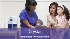  Presentation with daughter - Beautiful theme featuring hospital - nurse talking to mother backdrop and a violet colored foreground