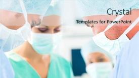  Presentation with emergency situation - Presentation theme consisting of nurse anesthetist - hospital - surgery team background and a sky blue colored foreground