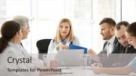  Presentation with team meeting - Colorful PPT theme enhanced with hospital - team of doctors having meeting backdrop and a light gray colored foreground
