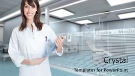  Presentation with professional - Slide deck consisting of hospital administration - reassuring medical professional background and a light blue colored foreground