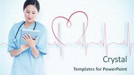  Presentation with ecg - Audience pleasing presentation theme consisting of hospital against red ecg line backdrop and a sky blue colored foreground