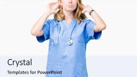  Presentation with young woman wearing boxer gloves - Amazing slide deck having hospital audit people - beautiful young doctor woman wearing backdrop and a light blue colored foreground