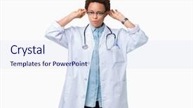  Presentation with african american grandmother - Cool new presentation theme with hospital audit people - young african american doctor woman backdrop and a sky blue colored foreground
