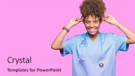  Presentation with populations african american - Beautiful PPT theme featuring hospital audit people - young african american doctor woman backdrop and a lavender colored foreground