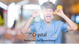  Presentation with medical protective wears - Slide set with hospital audit people - young doctor wearing medical uniform background and a light blue colored foreground