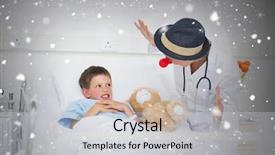  Presentation with hospital bed - Beautiful theme featuring hospital bed against snow falling backdrop and a light gray colored foreground