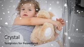  Presentation with moving patient to hospital bed - Beautiful PPT layouts featuring hospital bed against snow falling backdrop and a light gray colored foreground