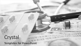  Presentation with cost - Presentation theme with hospital bill - high cost of medical care background and a light gray colored foreground